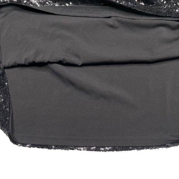 DG2 Diane Gilman Top 1X Black Sequin Cotton Modal Party Formal Asymmetric V-neck - Picture 5 of 11